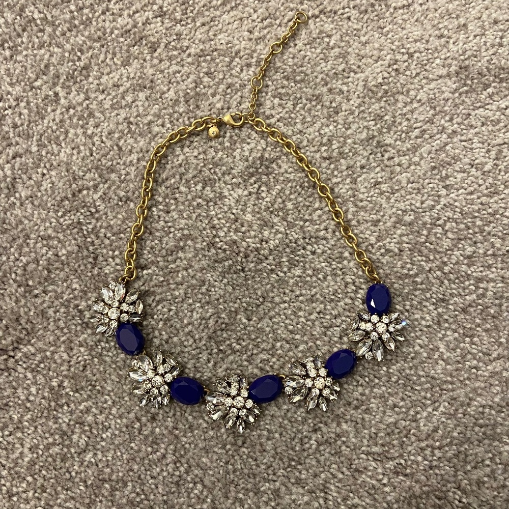 J. Crew Blue Cluster Gem Statement Necklace